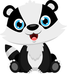 Cute Baby Badger Cartoon Character. Vector Illustration Flat Design Isolated On Transparent Background
