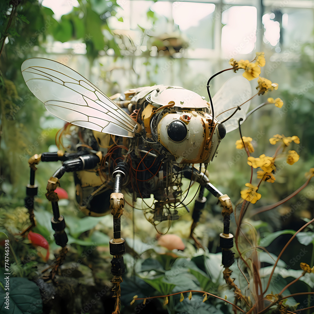 Canvas Prints A garden tended to by robotic bees. 