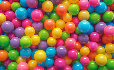 Fototapeta na wymiar Rainbow Bliss: Playful Spectrum of Colorful Ball Extravaganza