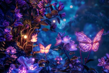 Cluster of Purple Flowers With Background Lights