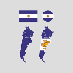 Argentina 1929 national map and flag vectors set....