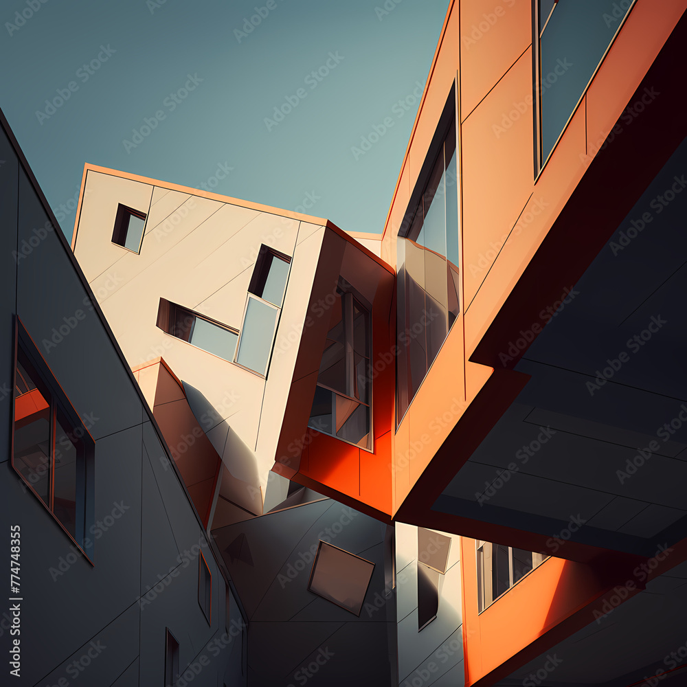 Wall mural Abstract architecture with unique angles and shapes