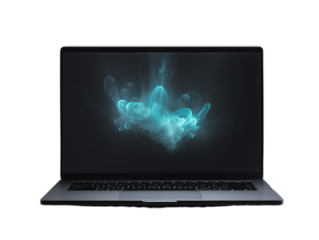 A laptop with coloured background on the screen isollated on the transparent background