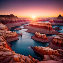Landscape of red rock pillar formations geological natural wonder