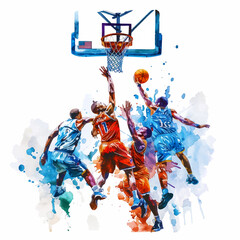 Basketball game watercolor paint 