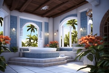 Exotic Flowers and White Tiles: Tropical Resort Bathroom Concepts for a Spa-like Atmosphere
