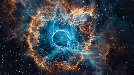 Küchenrückwand glas motiv A captivating portrait of a planetary nebula, with intricate filaments of gas and dust glowing in a myriad of colors against the backdrop of the cosmos. © Haseeb