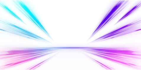 Abstract neon light rays background. A colorful motion background of city light trails. Vector PNG.	