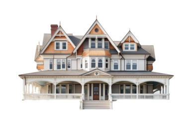 Drawing of a grand, stately house adorned with numerous windows