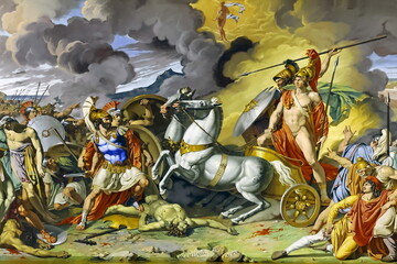 Particolare del dipinto presente nella sala Marte del palazzo reale di Caserta