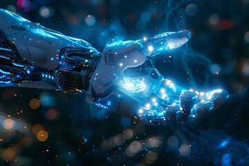 Glowing Cyber Hand A Futuristic, Tech-Inspired Artwork Generative AI