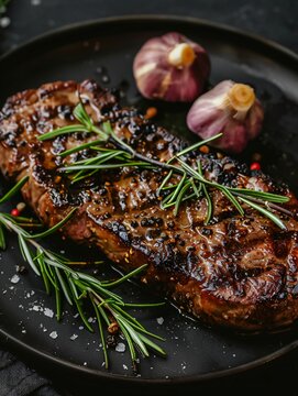 Sizzling Steak with Seasonings and Onions Generative AI