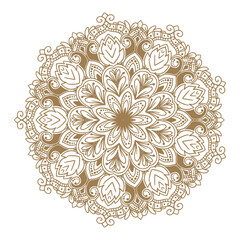 Decorative mandala with brown colour on white background