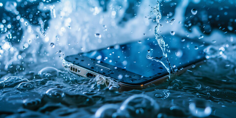 Splashproof water-resistant and waterproof smartphone under water graphic