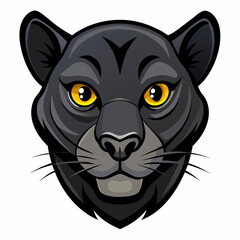 head of a black panther with golden eyes in cartoon style