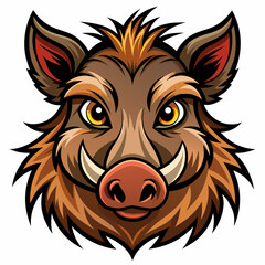 Fototapeta premium head of a wild boar in cartoon style