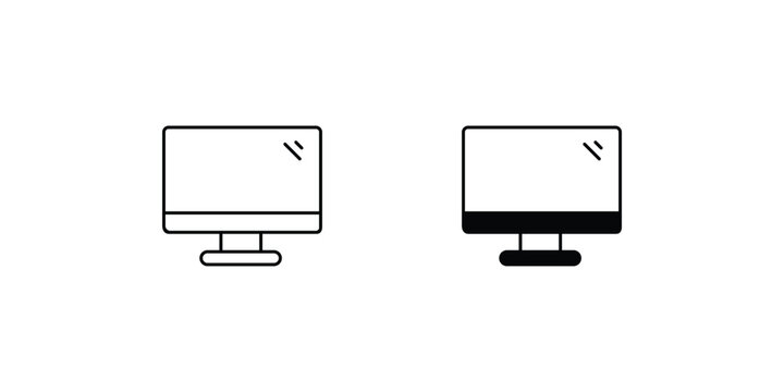 moniter icon with white background vector stock illustration