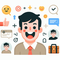 vector image of a man joyful expression