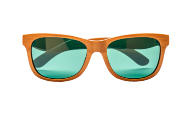 Wood sunglasses with vibrant green lenses