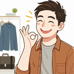 vector image of a man joyful expression