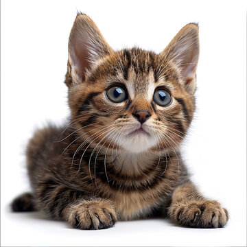 Funny kitten on a white background