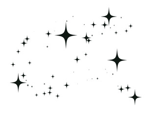 Shooting Star Black. Shooting star with an elegant star trail on a white background. Festive star sprinkles, powder. Vector png.