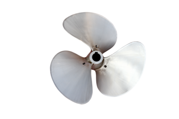 Three leaf propeller for ships, high speed mode with transparent background png, closeup