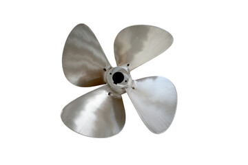 Four leaf propeller for ships, high speed mode with transparent background png, closeup