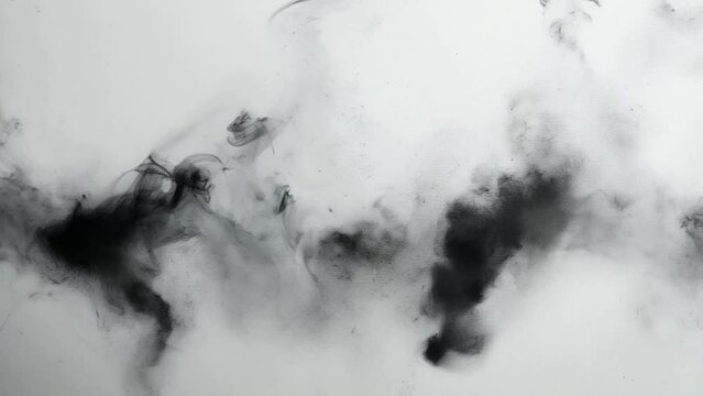 A black smoke trail with white background 4K motion