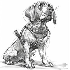 Pencil drawing of a guide dog Labrador retriever 