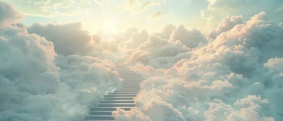 Cloud stair concept for success - obrazy, fototapety, plakaty