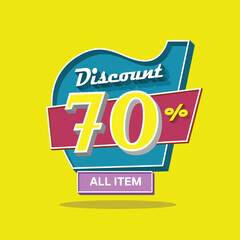 Sale discount icons Special offer price signs percent off reduction symbols Colored elements Vector retro sign style
