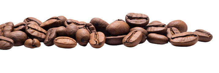 Obraz premium Group grain of the coffee isollated on the transparent background.