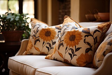 Patterned Throw Pillow Ideas for a Warm Tuscan Villa Living Room Concept