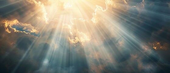 Religious image - bright light from heaven, light of hope and happiness. - obrazy, fototapety, plakaty