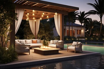 Obraz na płótnie Canvas Luxury Resort-Inspired Backyard Patio for Your Dream Staycation