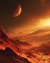 Explore the red landscapes of Mars in a digital artwork