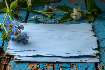 Piece of Paper With Blue Flowers