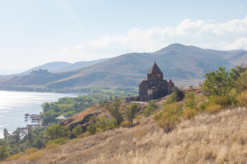 Ancient stone Sevanavank monastery on Lake Sevan, Armenia - 774764799