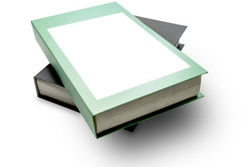 Pile of white blank book isolated over white background, perspective view.