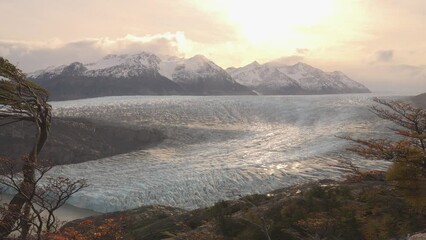 Sunset Grey Glacier in Torres del Paine National Park