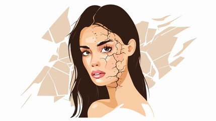 Portrait of a woman with cracked skin. Skin care conc