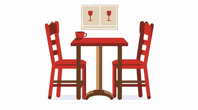 Postal stamp on red table and chairs Flat vector ec5480b6-4b6d-4e9a-be2c-b23a6eff1adb 1.eps