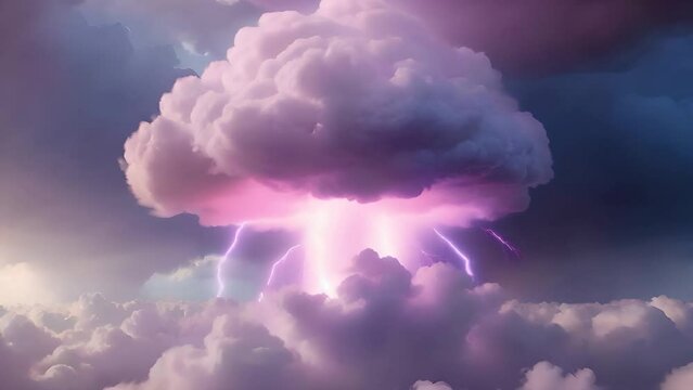 A massive cumulonimbus cloud with intense lightning strikes, displaying the raw power of nature.. AI Generation