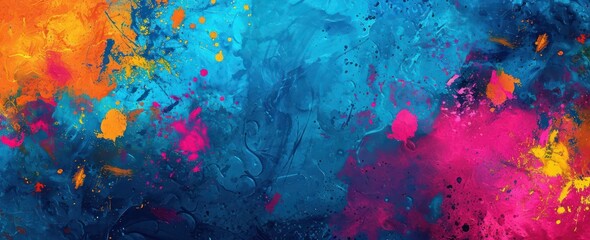 painting splash blue and magenta wall art wallpaper - obrazy, fototapety, plakaty