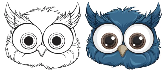 Deurstickers Vector art of a blue cartoon owl © GraphicsRF