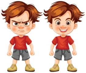 Foto op Plexiglas Kinderen Vector illustration of boy showing different emotions