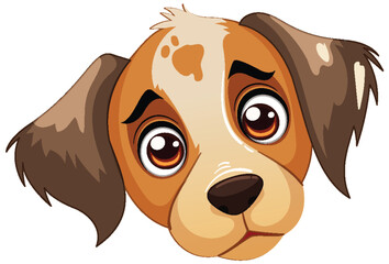 Vector illustration of a cute, sad-looking puppy