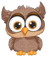 Crédence de cuisine en verre imprimé Enfants Adorable wide-eyed owl with fluffy feathers