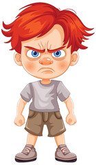 Vector illustration of a frowning young boy